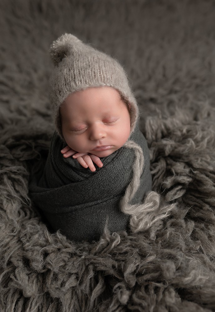 Newborn Photographer baby swaddled for sleep Milton Keynes
