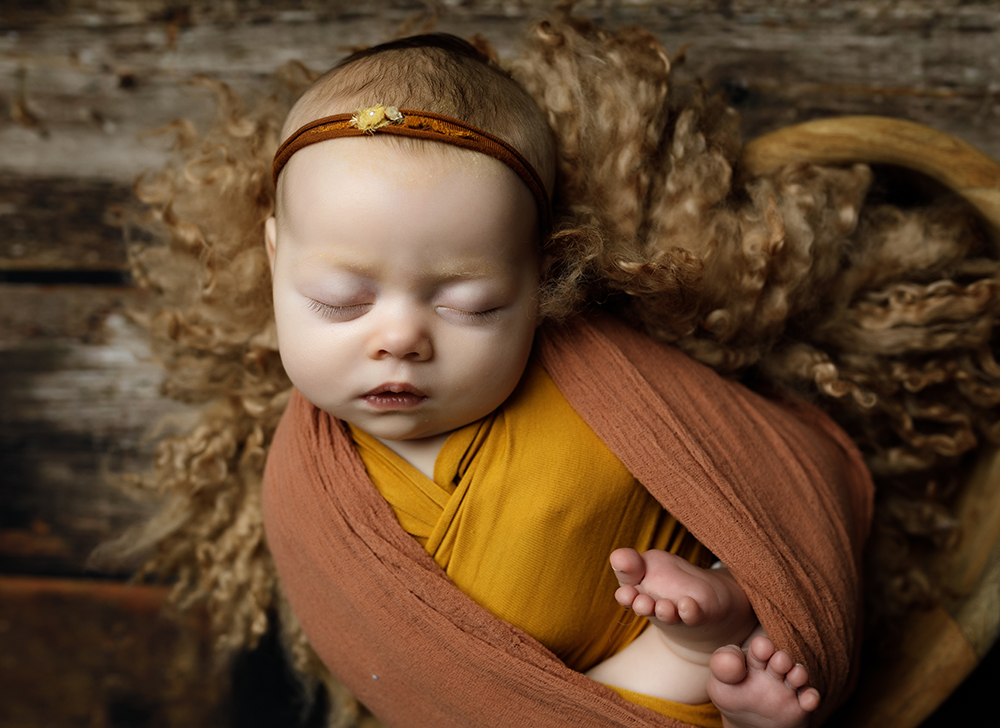 baby girl at older newborn photoshoot in Milton Keynes